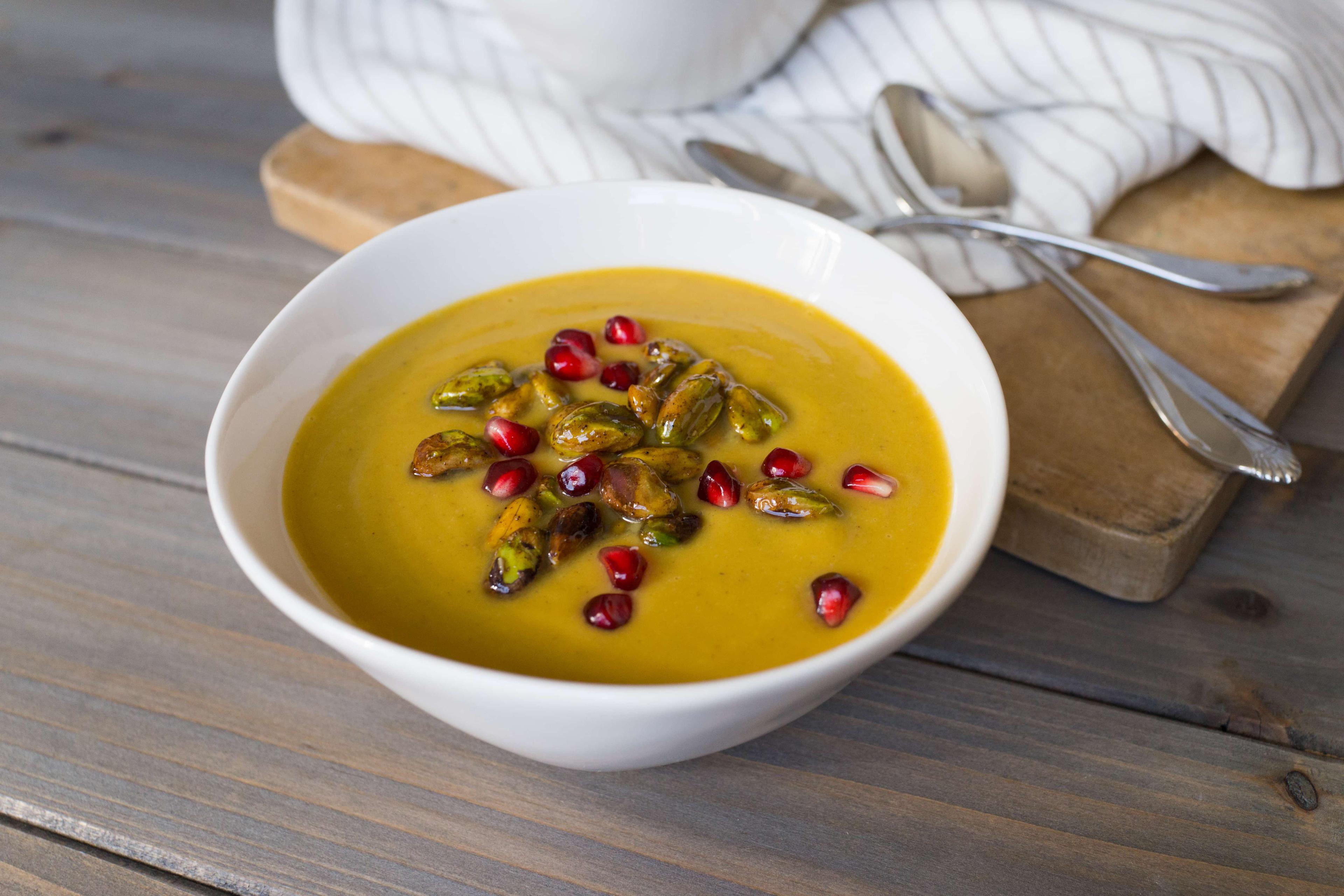 Pumpkin Soup with Moroccan-Spiced Wonderful Pistachios image